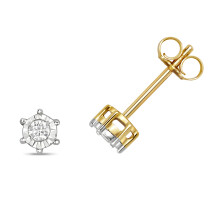 9ct Gold Ladies Diamond Stud Earrings Brilliant Cut 0.12 Carat H - PK2 - 5mm*5mm