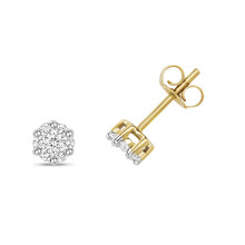 9ct Gold Ladies Diamond Stud Earrings Brilliant Cut 0.32 Carat G-H - SI2