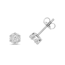 9ct White Gold Ladies Diamond Stud Earrings Brilliant Cut 0.32 Carat G-H - SI2