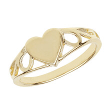 (O) 9ct Carat Yellow Gold Girls Heart Ring