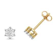 9ct Gold Ladies Diamond Stud Earrings Brilliant Cut 0.15 Carat H - PK2 - 6mm*5mm