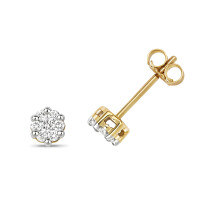 9ct Gold Ladies Diamond Stud Earrings Brilliant Cut 0.24 Carat G-H - SI2