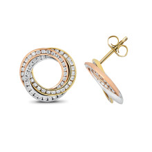 Stunning 18ct Gold Ladies Diamond Stud Earrings Brilliant Cut 1.13 Carat H-I - SI3-I1 - 14mm*14mm