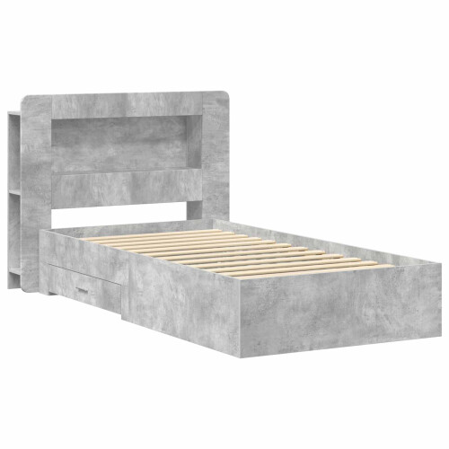VidaXL vidaXL Bed Frame with Storage with Headboard Concrete Grey 80 x 200 cm 2