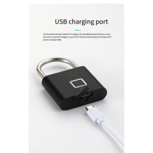 Keyless Fingerprint Padlock USB Charging Fingerprint Lock Waterproof Door Lock 0.2sec Unlock Security Padlock B