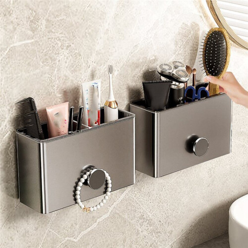 Aluminum Toothbrush Holder Wall Mounted - Space-Saving Bathroom Organizer for Toothbrush, Toothpaste 1