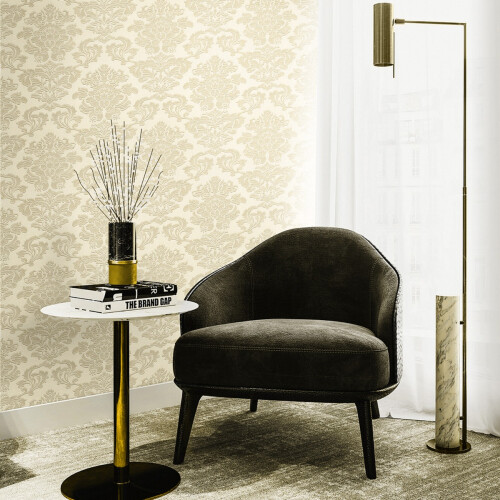 Muriva (Gold/Cream) Adira Damask Textured Wallpaper Muriva 2