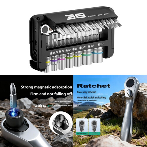 Strong Steel Ratchets Socket Set with 38 Piece & Convenient 1