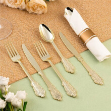 Conjunto de 75 Peças de Talheres de Plástico, Adequado para 25 Convidados, Ideal para Festas de Casamento. Pode Ser Usado Como um Conjunto