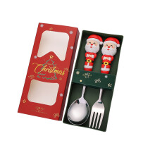 Elegante lepel en vorkset Kerstdiner Bestek-D zilver twee stuks