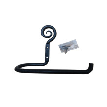 Hand Forged Swirl Toilet Roll Holder 190mm Black Wax Iron
