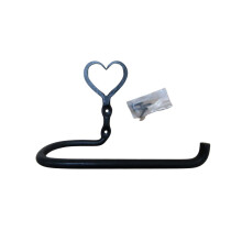 Hand Forged Heart Toilet Roll Holder 190mm Black Wax Iron