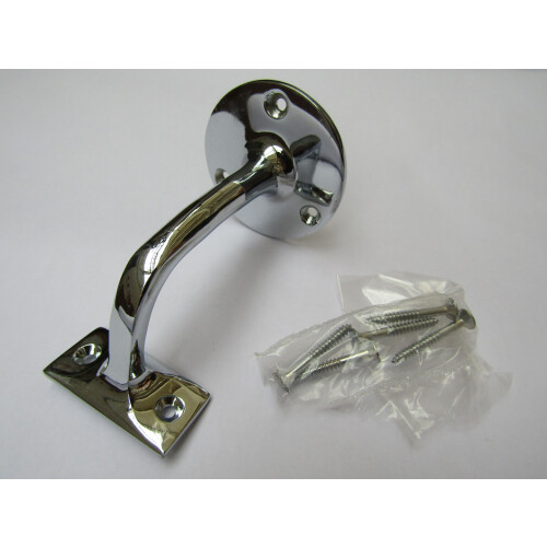 Polished Chrome Handrail Bracket Solid Brass 75mm Stair Bannister Wall