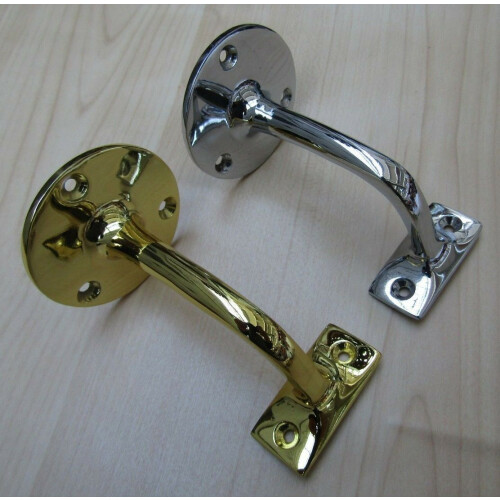 Polished Chrome Handrail Bracket Solid Brass 75mm Stair Bannister Wall 1