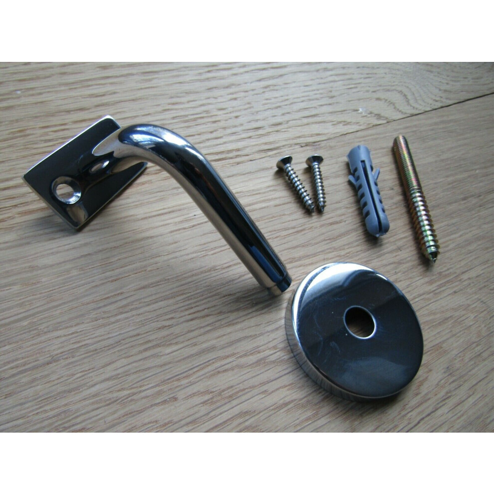 Polished Steel Stair Handrail Bracket 80Mm Stainless Bannister Wall 5055979715979