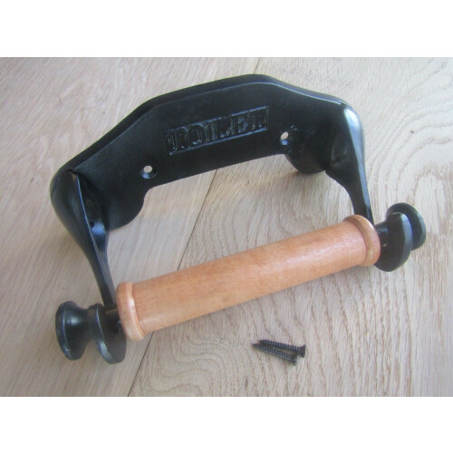 Embossed Cast Iron Toilet Roll Holder 185mm Black Antique 1