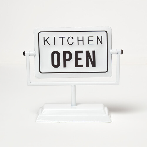 Homescapes Vintage Iron Kitchen Open and Closed Sign Stand