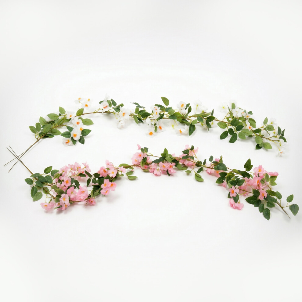 Homescapes Artificial Cherry Blossom Garland, Set Of 2 180Cm, Pink