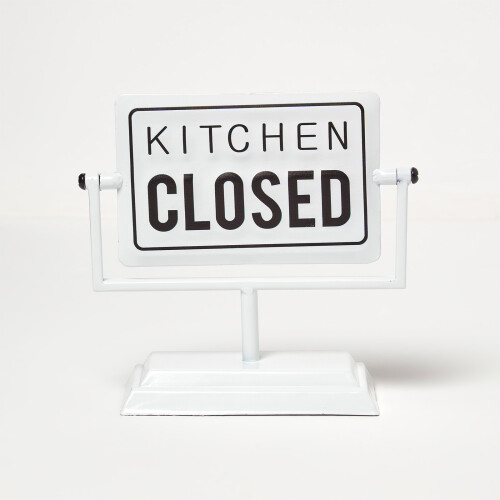 Homescapes Vintage Iron Kitchen Open and Closed Sign Stand 1