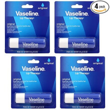 Vaseline Lip Therapy Care Original, Fast-Acting Nourishment, Ideal for Chapped, Dry, Cracked, or Damaged Lips, Lip Balm, 0.16 Ounce (Pack of 4)