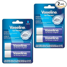 Vaseline Lip Therapy Care Original, Fast-Acting Nourishment, Dry, Cracked, or Damaged Lips, Lip Balm, 2-Pack of 2, 0.16 Oz Each, 4 Lip Balms