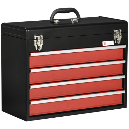 DURHAND Tool Case with 4 Drawers, Lockable Steel Box