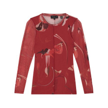 (10 UK, Red) Ted Baker Womens/Ladies Floral Mesh Long-Sleeved Top