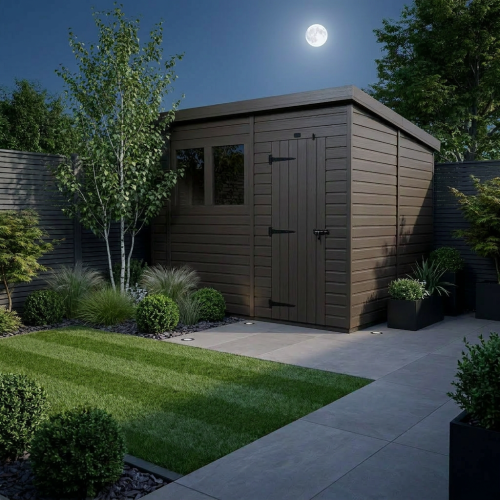 10x10 Pent Composite Shed Tanalised (Single Door, With Windows) 2
