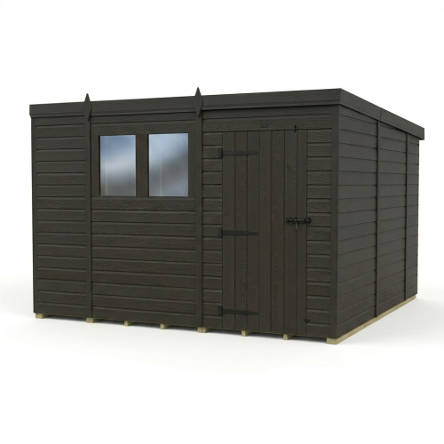 10x10 Pent Composite Shed Tanalised (Single Door, With Windows) 1