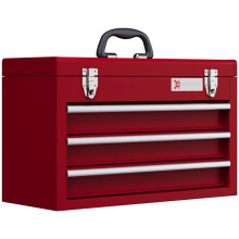 Toolbox with 3 Drawers and Storage Compartment, Red