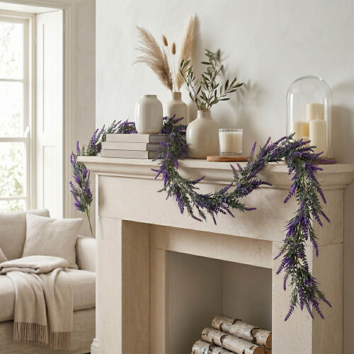 Homescapes Artificial Lavender Garland, 190cm, Purple 1