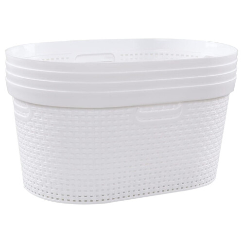 Laundry Basket White Plastic 42 L 4-Pack 1