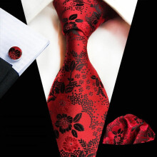 Men's Floral Tie and Pocket Square Set with Cufflinks