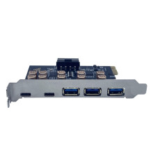 PCI-E 1X USB Expansion Card 3 Port USB-A + 2 Port USB-C PCIE to USB3.2 Gen1 5Gbps Adapter PCI-E to USB 3.2 Type-C HUB