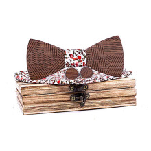 Men's Wooden Bow Tie Set with Handkerchief