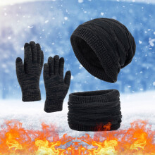 Women's Winter Beanie Scarf and Touchscreen Gloves Set