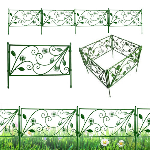 Green Plastic Garden Edging Fence 4-Pack 13.77 Inch