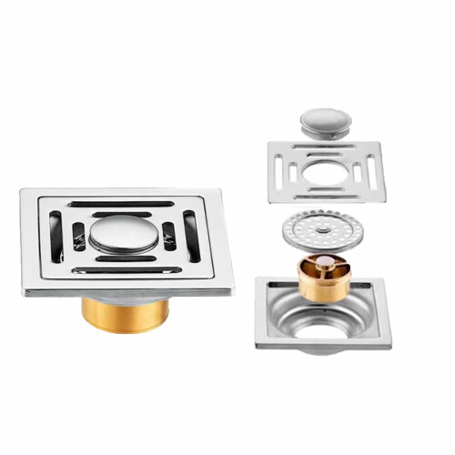 Square Shower Floor Drain Brass 3.39 Inch