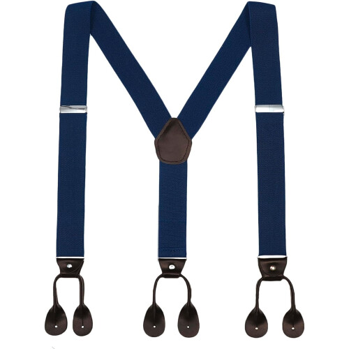 Men's Brown Button-End Suspenders Adjustable Elastic