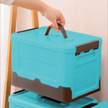 Foldable Side-Opening Storage Box Blue with Lid Wheels