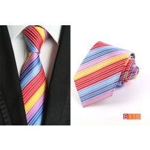 Men's Rainbow Striped Jacquard Necktie 8cm Polyester