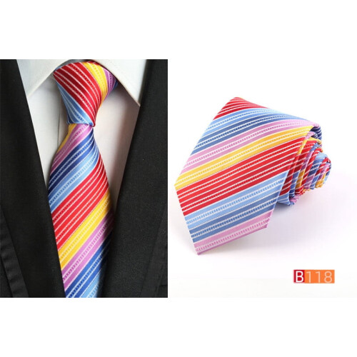 Men's Rainbow Striped Jacquard Necktie 8cm Polyester