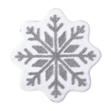 Snowflake Bathroom Rug Grey White 16x16 in