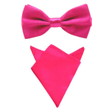 Szzoqdz Satin Pocket Square with Bowtie Pink