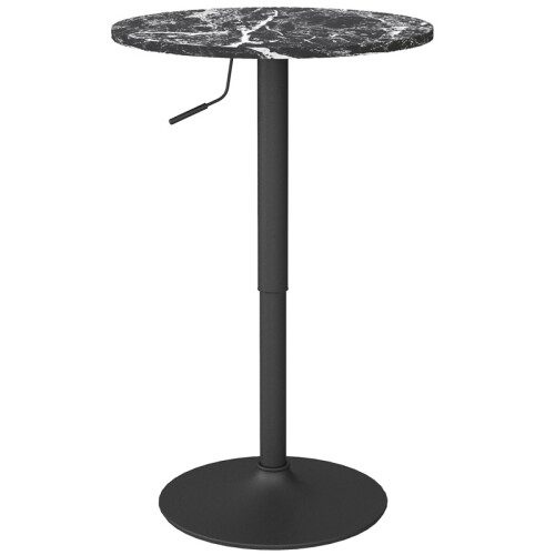 Höhenverstellbarer Bartisch in Marmoroptik, Schwarz