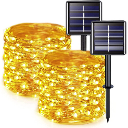 Morttic Solar String Lights 300-LED 98 FT Warm White
