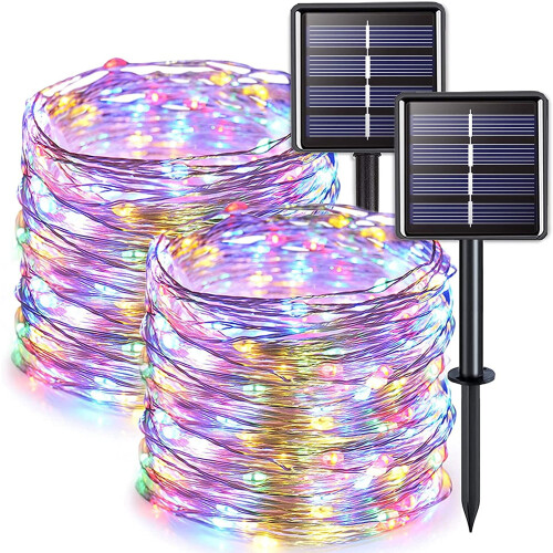Solar Copper Fairy Lights 66FT 100LED 2 Pack Waterproof