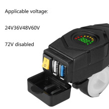 C1FB 20-80V E-Bike Kierownica ŁAdowarka USB 24V 36V 48V 60V QC3.0 Szybka łAdowarka (Czerwone śWiatłO)