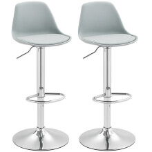 Set mit 2 drehbaren Barhockern mit verstellbarer Rückenlehne, grau