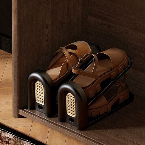 Double-Layer Shoe Rack Adjustable Plastic Storage 1